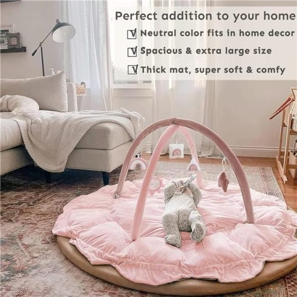 5-in-1 Thick & Plush Baby Play Gym, Baby Play Mats for Floor, Tummy Time Mat - Picture 4 of 6